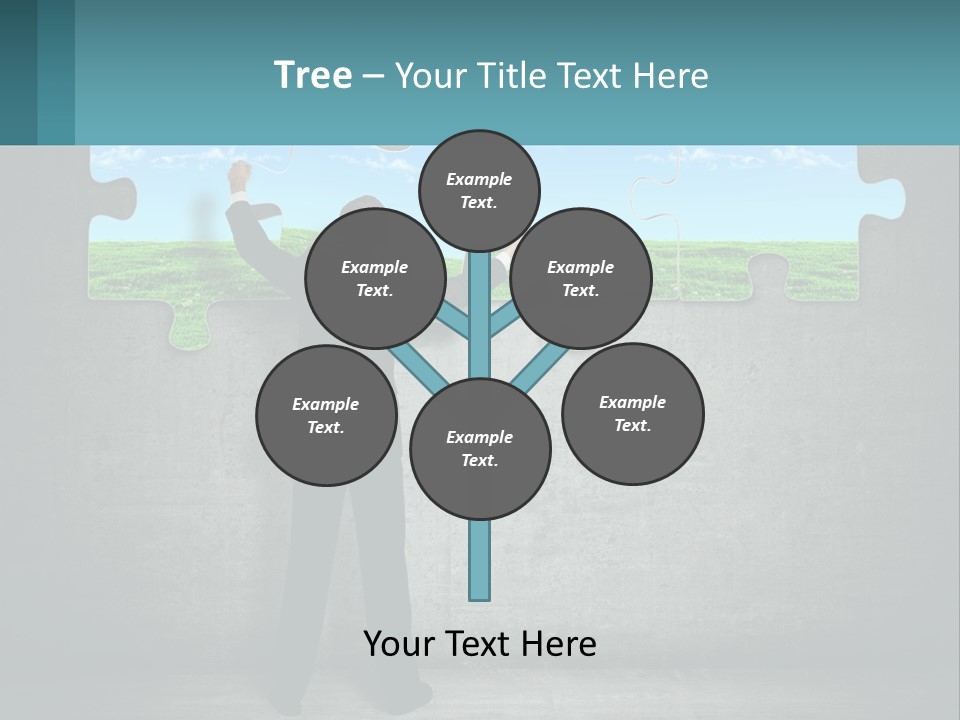 A Man In A Suit Is Holding A Puzzle Piece PowerPoint Template