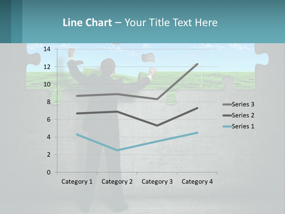 A Man In A Suit Is Holding A Puzzle Piece PowerPoint Template