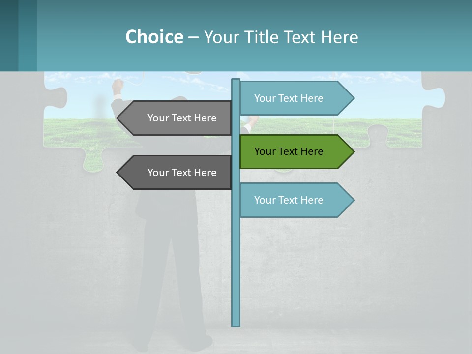 A Man In A Suit Is Holding A Puzzle Piece PowerPoint Template