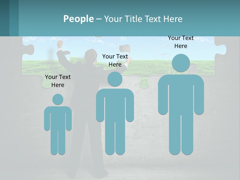 A Man In A Suit Is Holding A Puzzle Piece PowerPoint Template