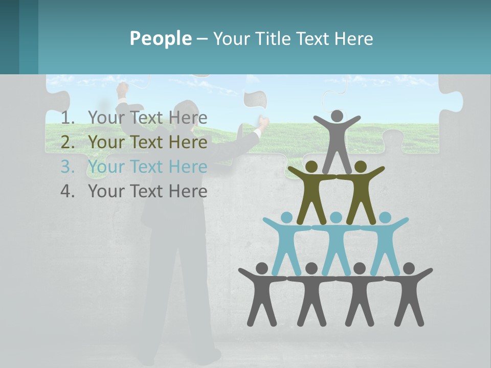 A Man In A Suit Is Holding A Puzzle Piece PowerPoint Template