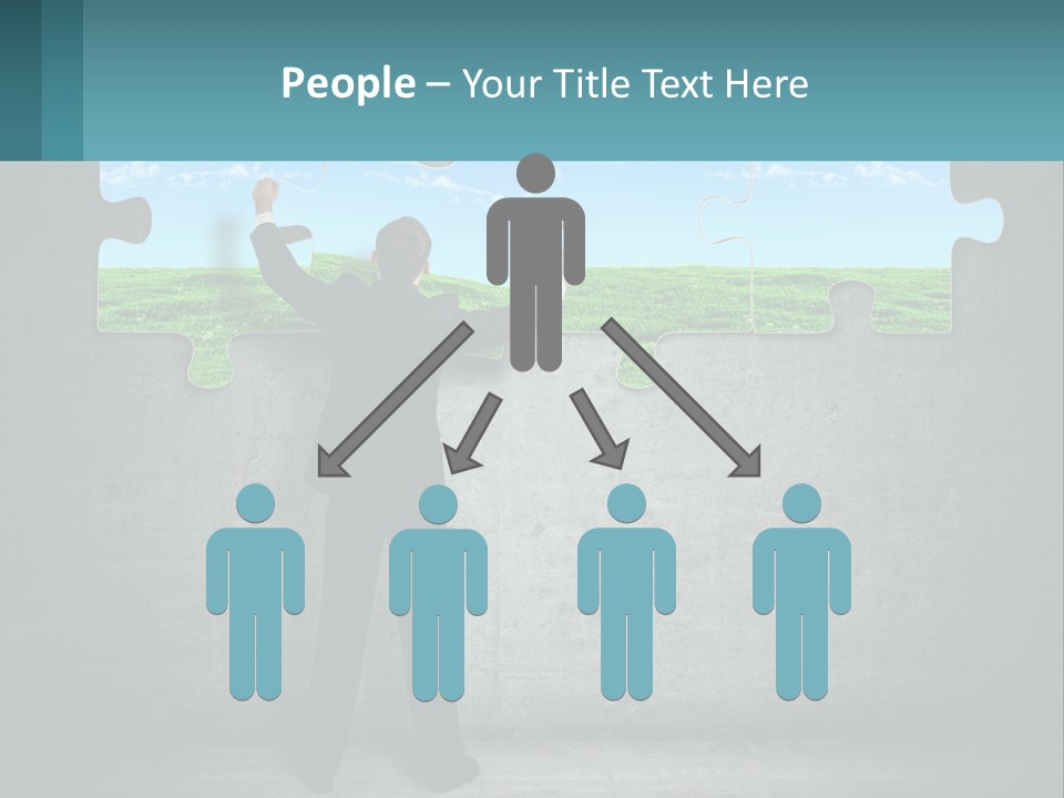 A Man In A Suit Is Holding A Puzzle Piece PowerPoint Template