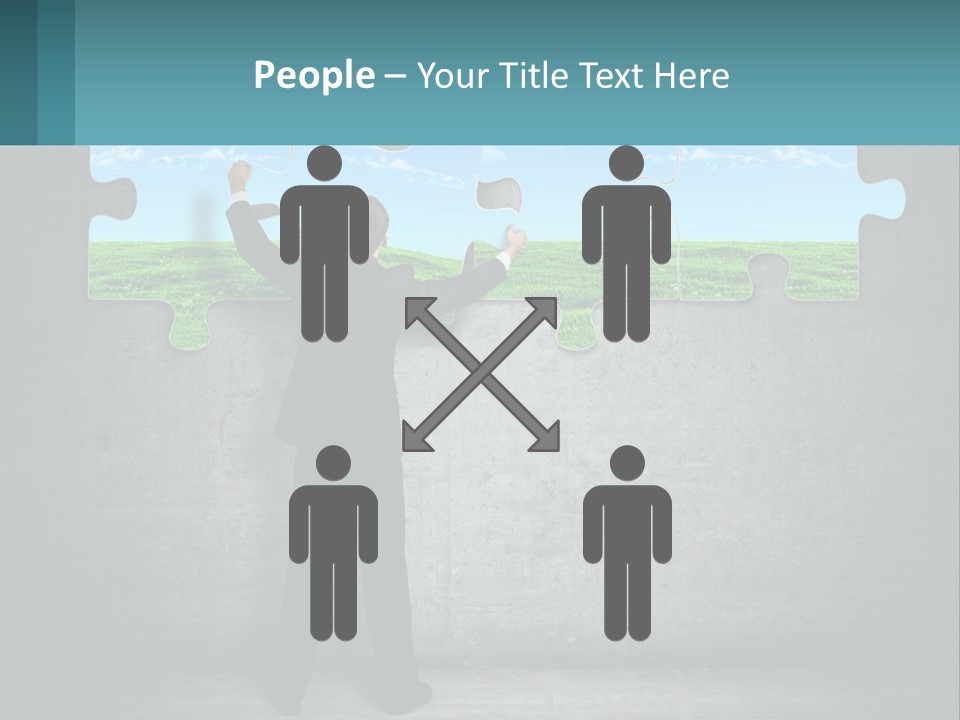 A Man In A Suit Is Holding A Puzzle Piece PowerPoint Template