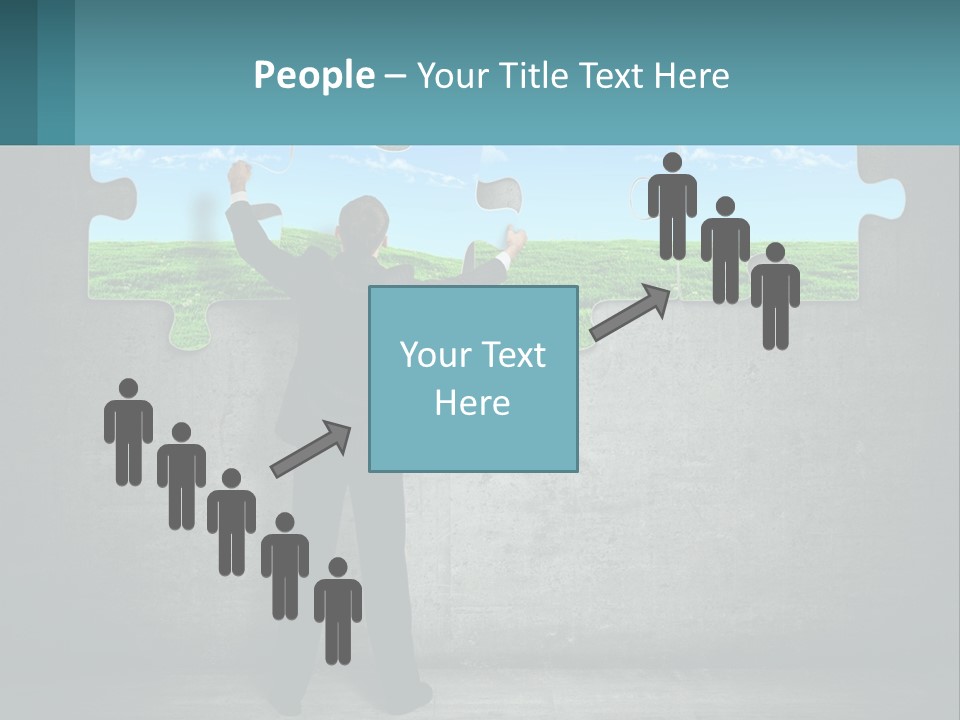 A Man In A Suit Is Holding A Puzzle Piece PowerPoint Template