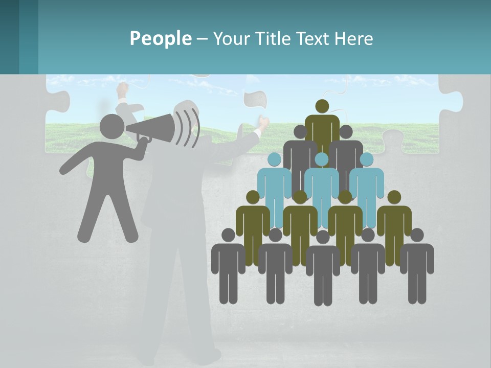 A Man In A Suit Is Holding A Puzzle Piece PowerPoint Template