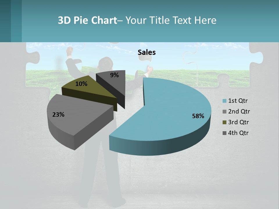 A Man In A Suit Is Holding A Puzzle Piece PowerPoint Template