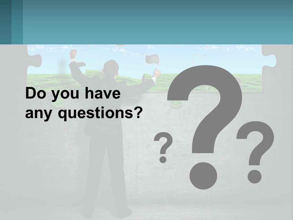 A Man In A Suit Is Holding A Puzzle Piece PowerPoint Template