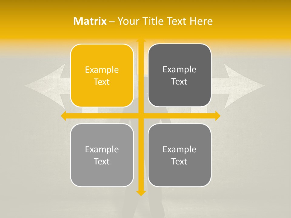 A Man Standing In Front Of A Wall With Arrows PowerPoint Template