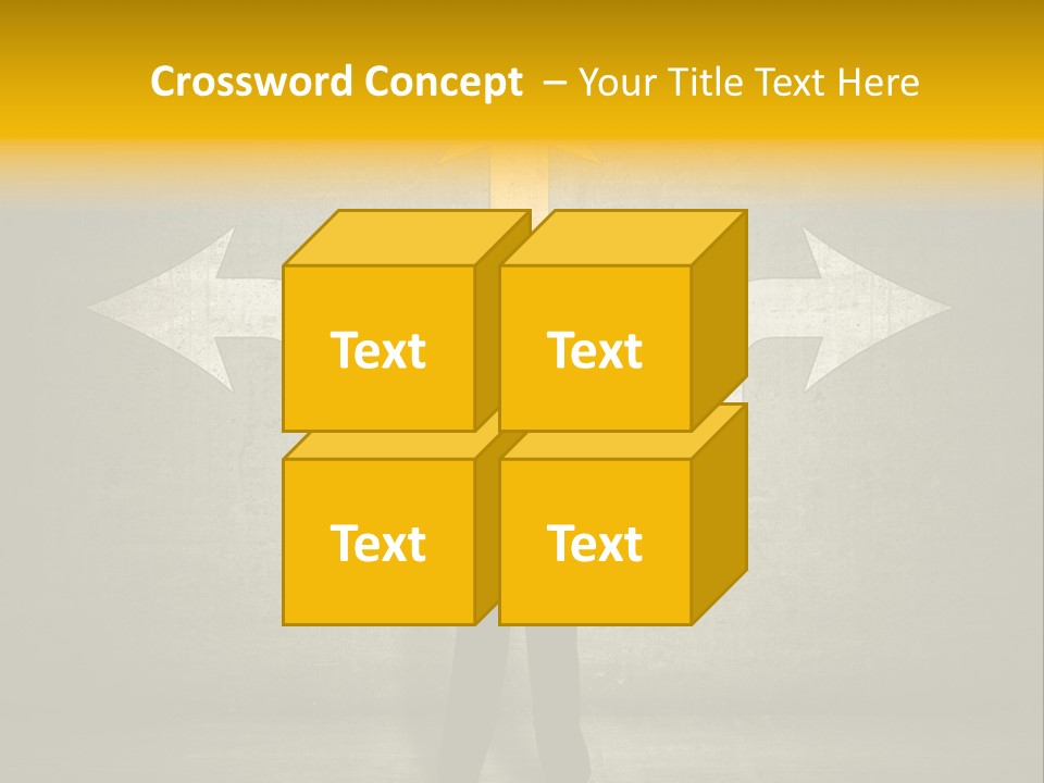 A Man Standing In Front Of A Wall With Arrows PowerPoint Template