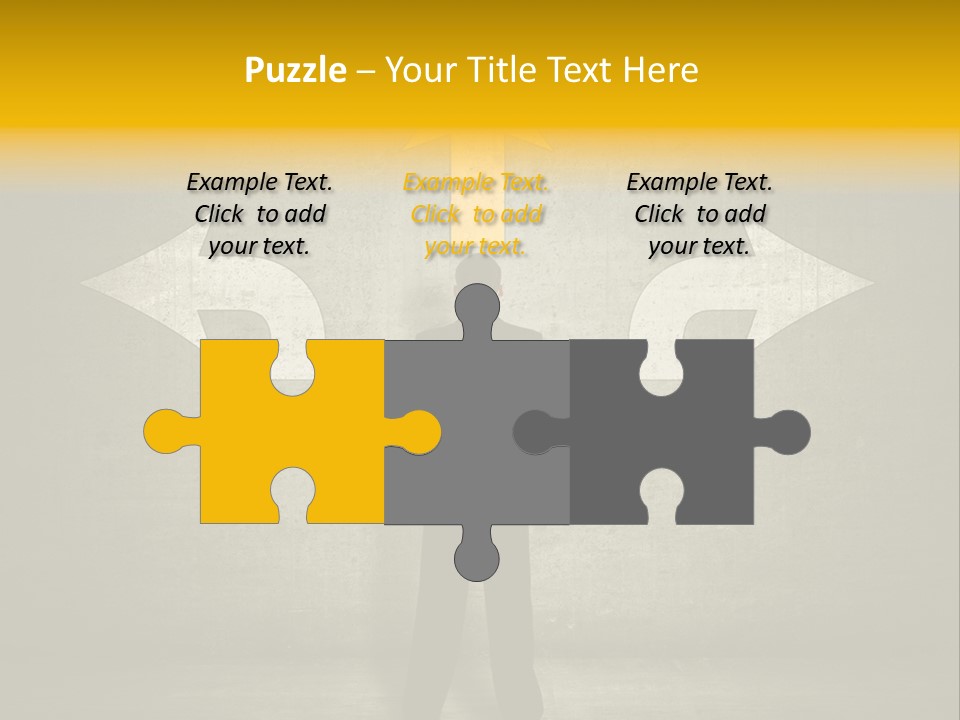 A Man Standing In Front Of A Wall With Arrows PowerPoint Template