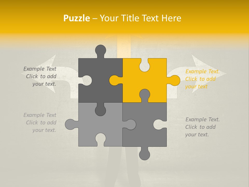 A Man Standing In Front Of A Wall With Arrows PowerPoint Template