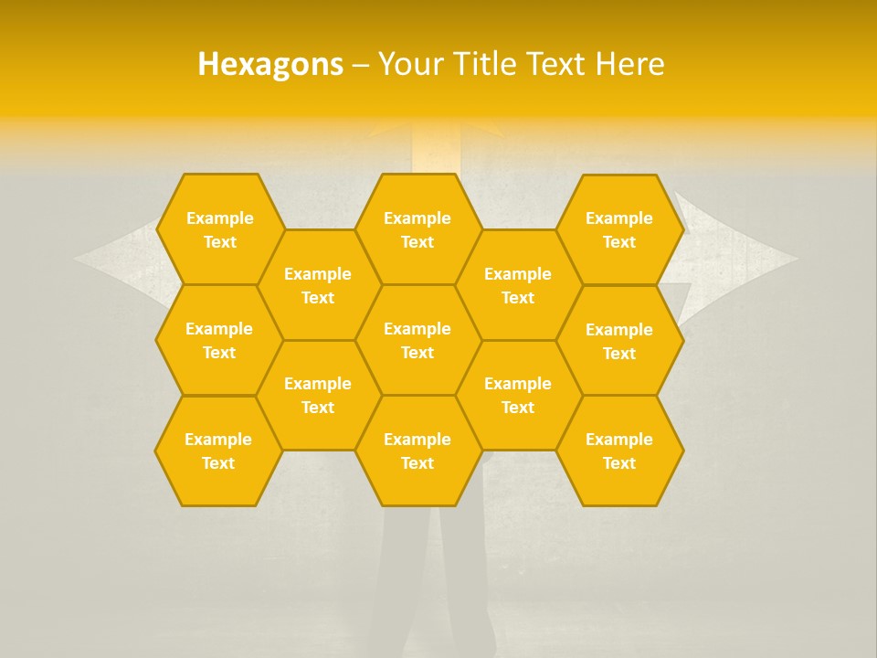 A Man Standing In Front Of A Wall With Arrows PowerPoint Template