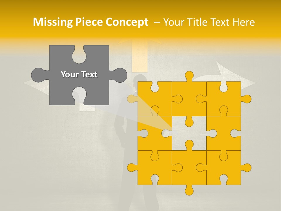 A Man Standing In Front Of A Wall With Arrows PowerPoint Template