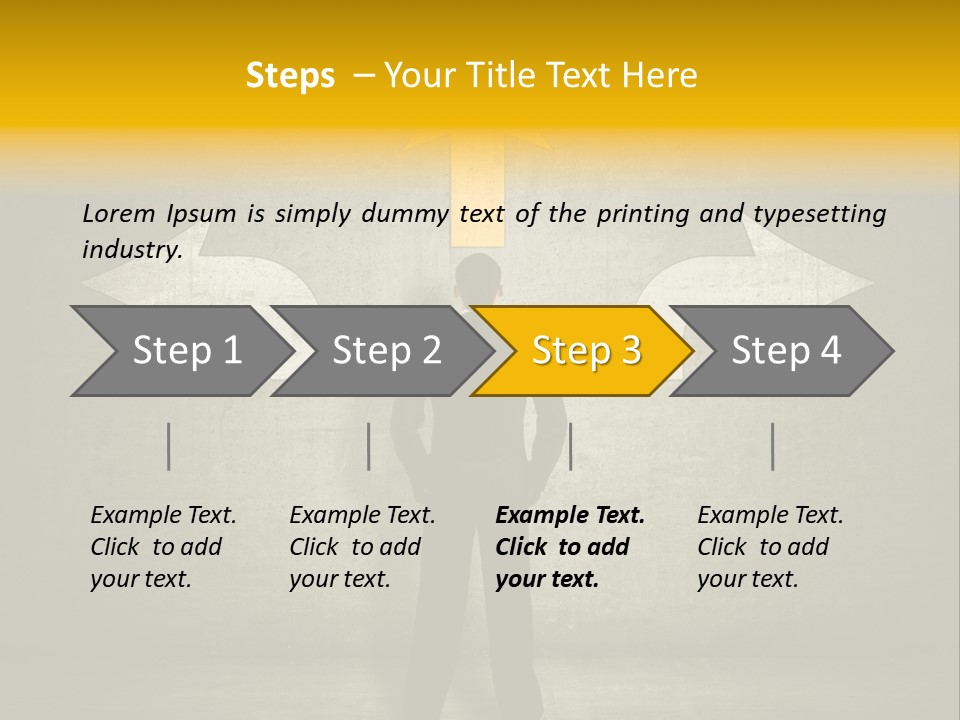 A Man Standing In Front Of A Wall With Arrows PowerPoint Template