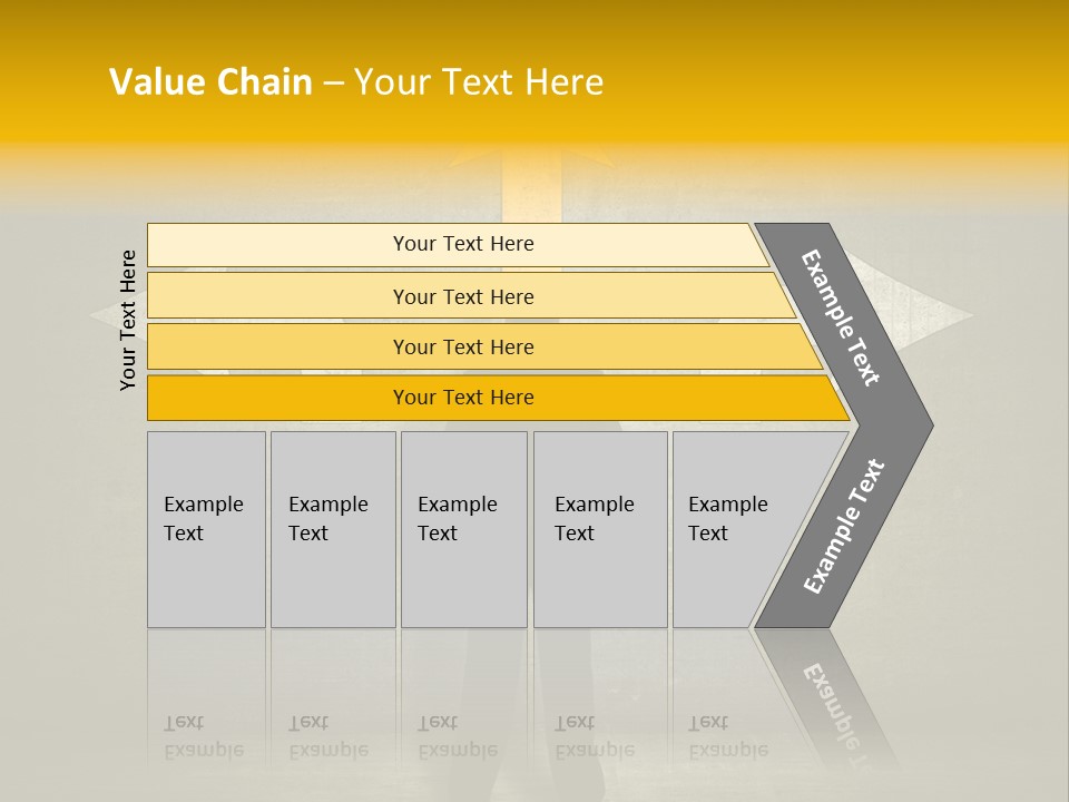 A Man Standing In Front Of A Wall With Arrows PowerPoint Template