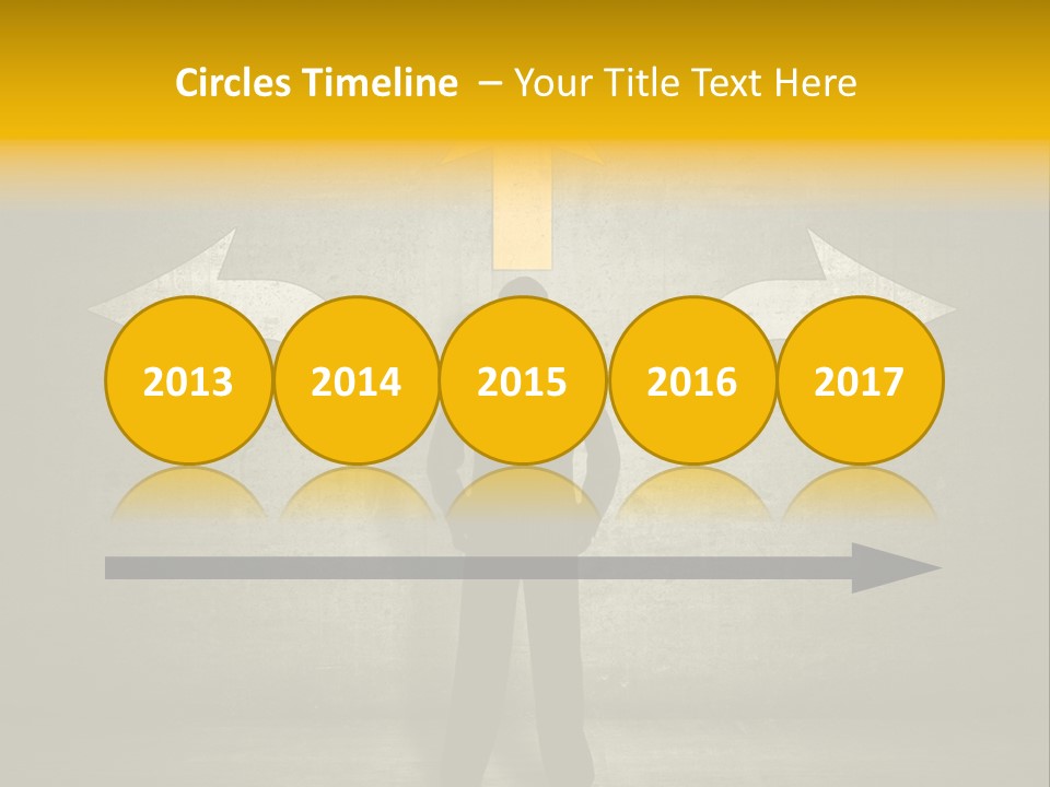 A Man Standing In Front Of A Wall With Arrows PowerPoint Template