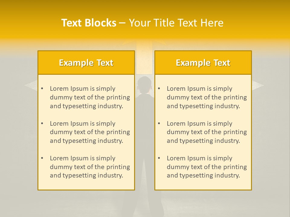 A Man Standing In Front Of A Wall With Arrows PowerPoint Template