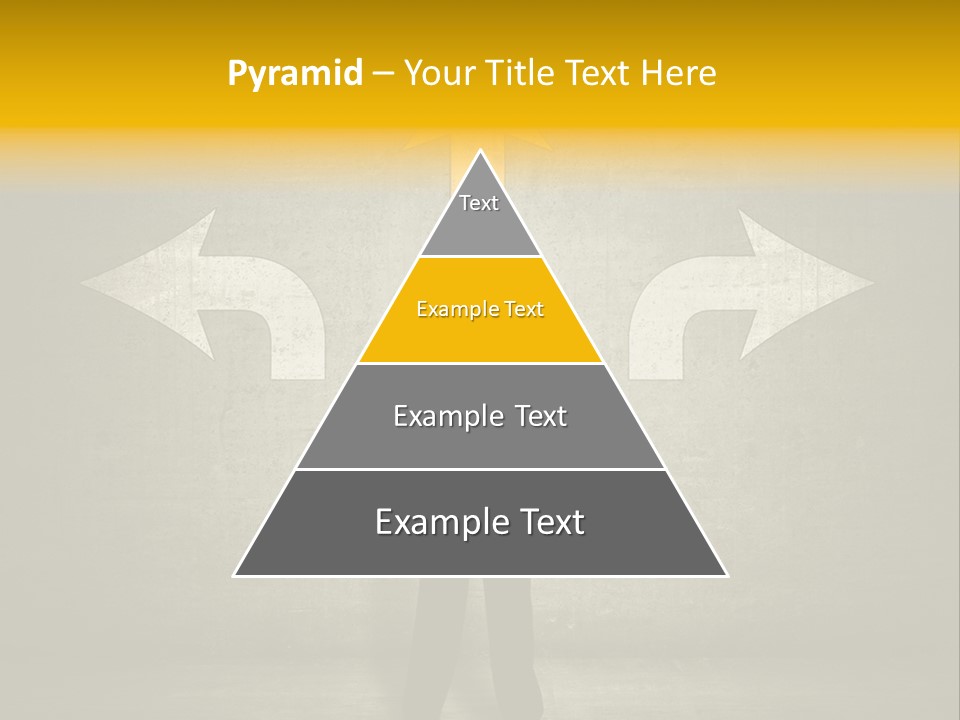 A Man Standing In Front Of A Wall With Arrows PowerPoint Template