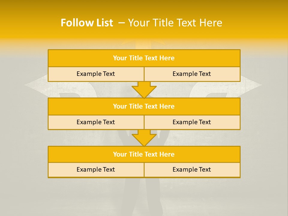 A Man Standing In Front Of A Wall With Arrows PowerPoint Template