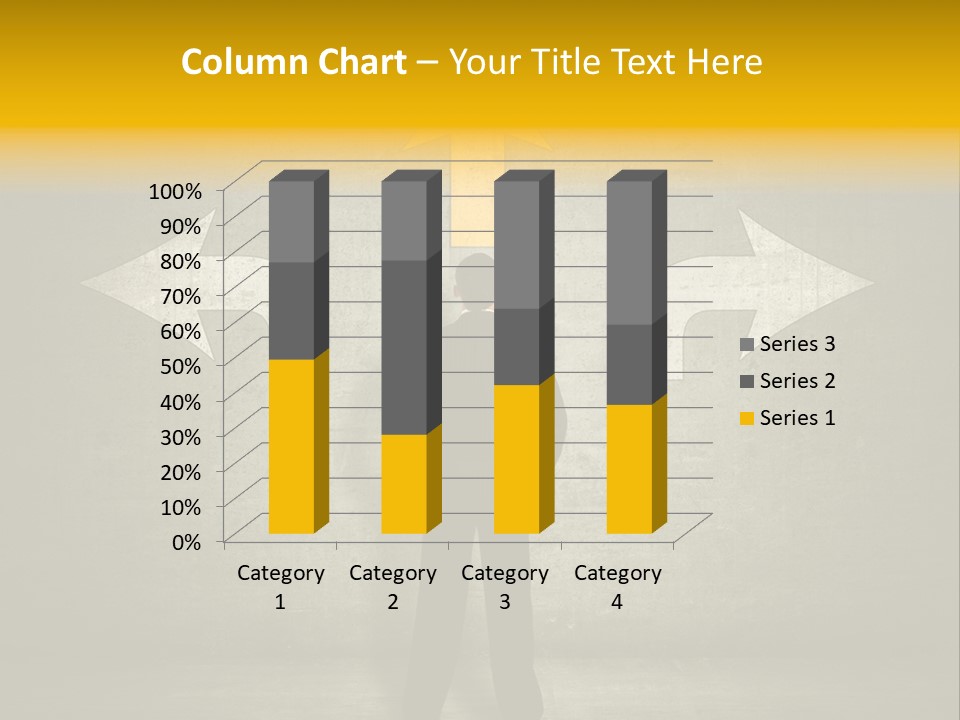 A Man Standing In Front Of A Wall With Arrows PowerPoint Template