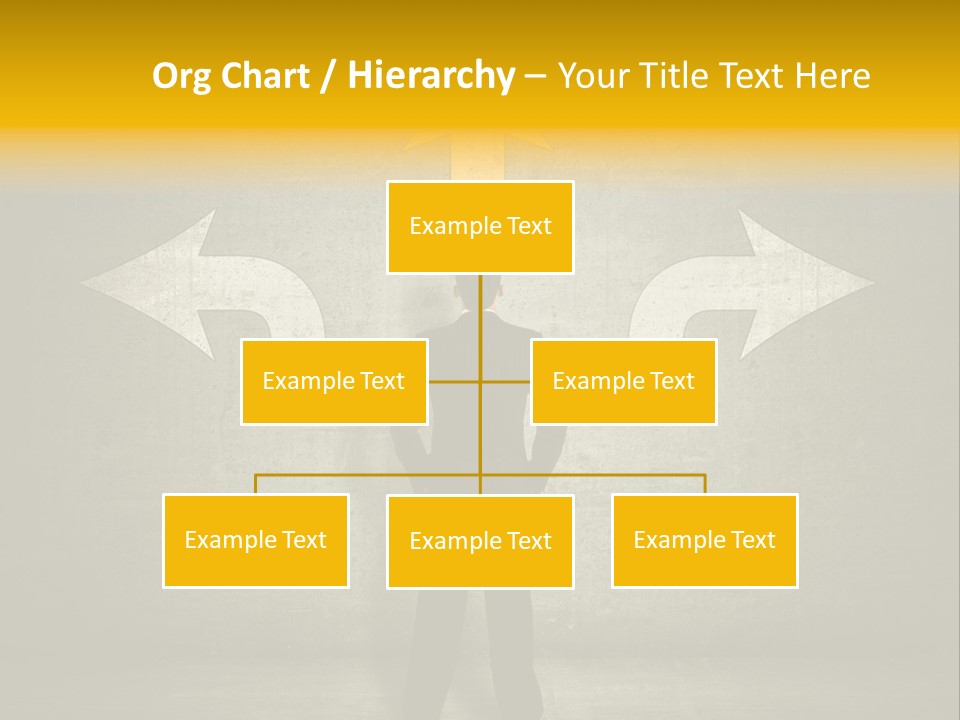 A Man Standing In Front Of A Wall With Arrows PowerPoint Template