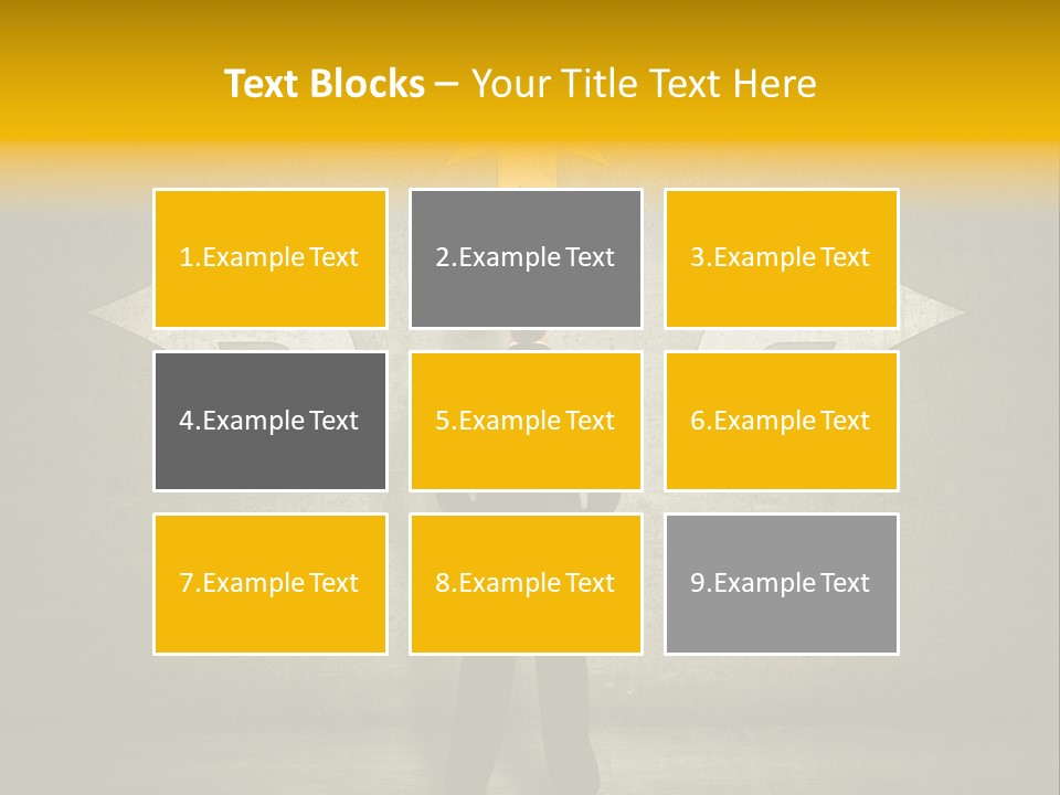 A Man Standing In Front Of A Wall With Arrows PowerPoint Template