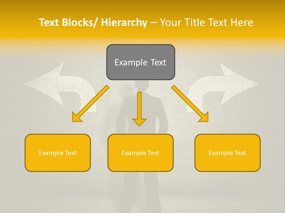 A Man Standing In Front Of A Wall With Arrows PowerPoint Template