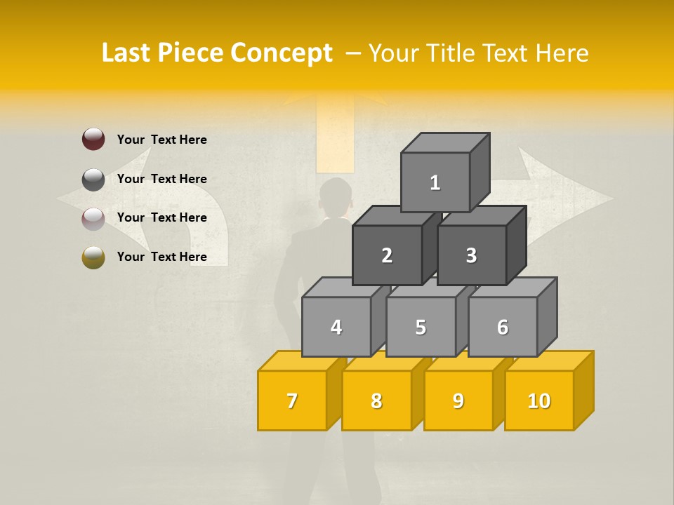 A Man Standing In Front Of A Wall With Arrows PowerPoint Template