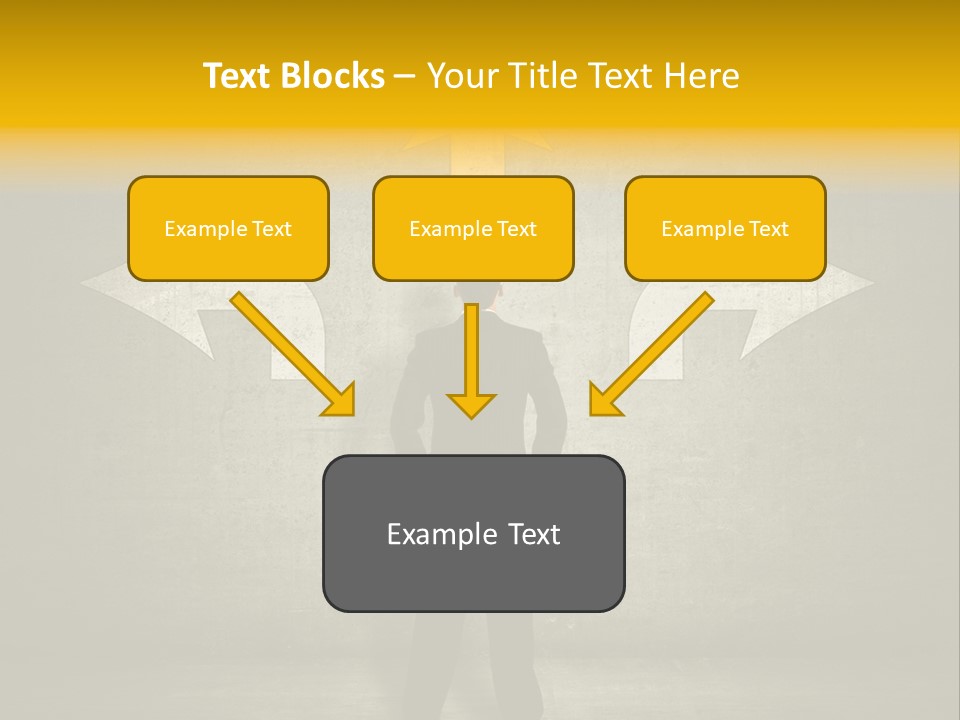 A Man Standing In Front Of A Wall With Arrows PowerPoint Template