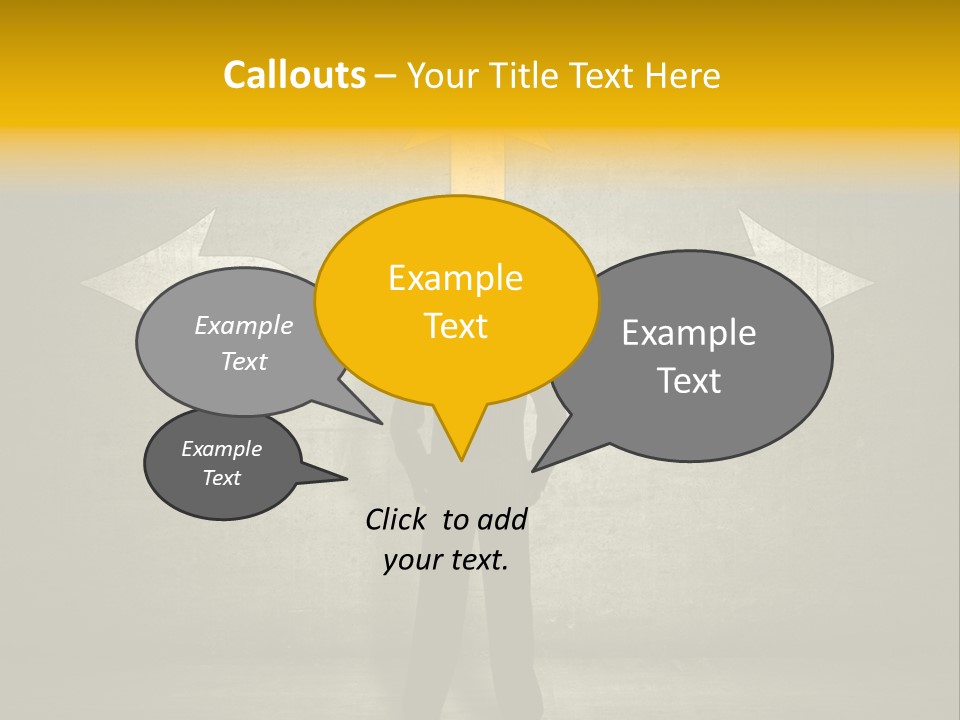 A Man Standing In Front Of A Wall With Arrows PowerPoint Template