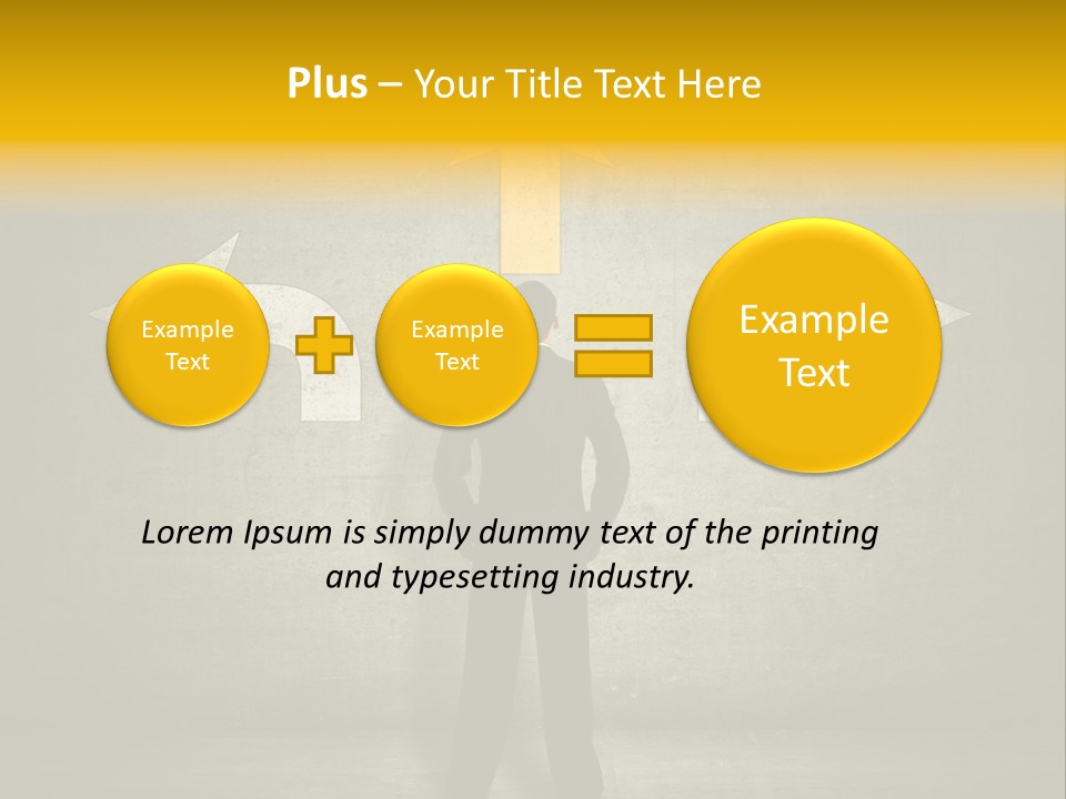 A Man Standing In Front Of A Wall With Arrows PowerPoint Template