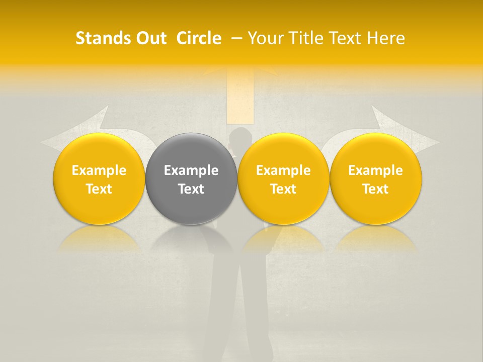 A Man Standing In Front Of A Wall With Arrows PowerPoint Template