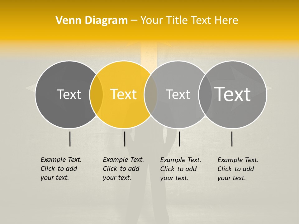 A Man Standing In Front Of A Wall With Arrows PowerPoint Template