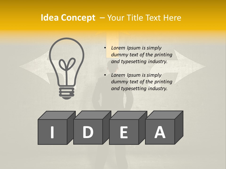 A Man Standing In Front Of A Wall With Arrows PowerPoint Template