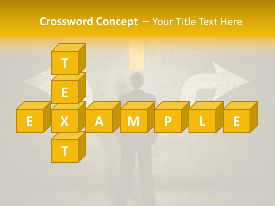 A Man Standing In Front Of A Wall With Arrows PowerPoint Template