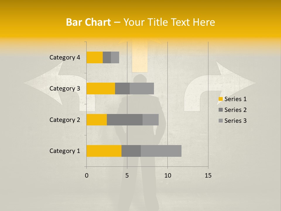 A Man Standing In Front Of A Wall With Arrows PowerPoint Template