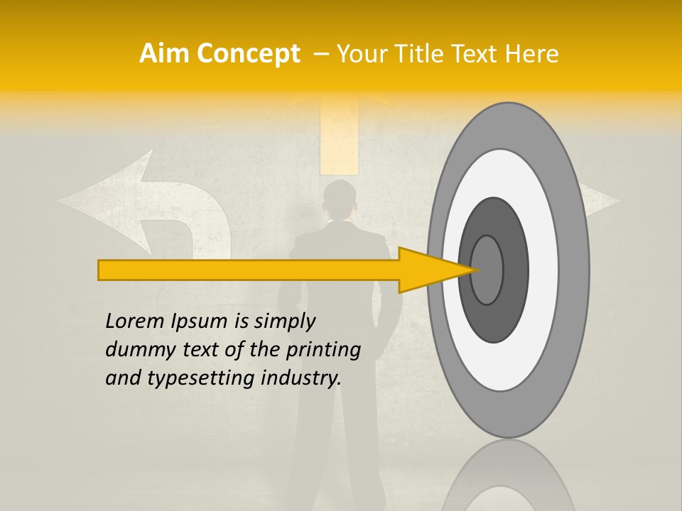 A Man Standing In Front Of A Wall With Arrows PowerPoint Template