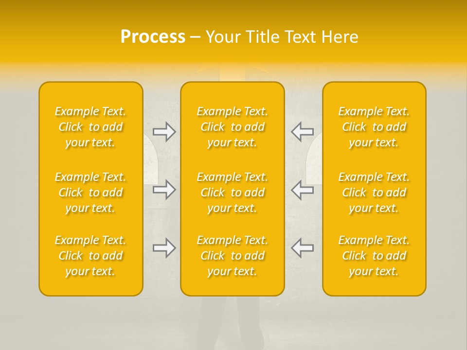 A Man Standing In Front Of A Wall With Arrows PowerPoint Template