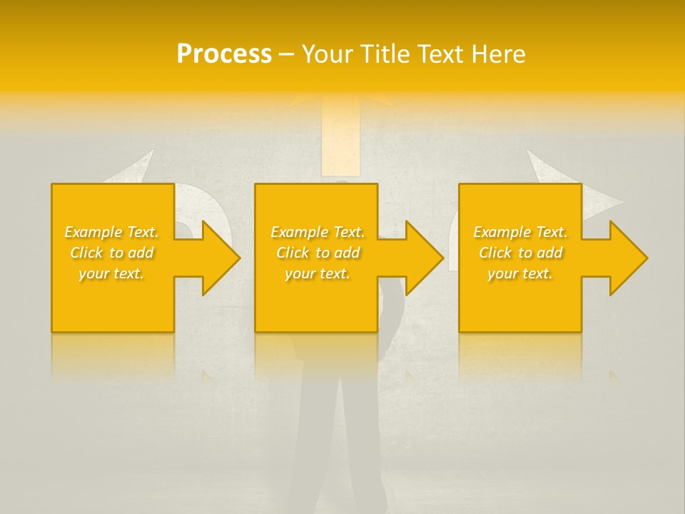 A Man Standing In Front Of A Wall With Arrows PowerPoint Template