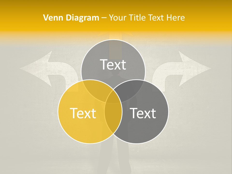 A Man Standing In Front Of A Wall With Arrows PowerPoint Template