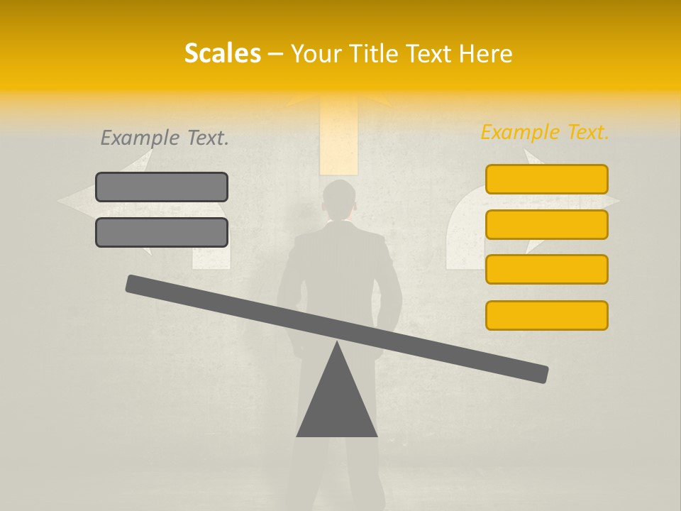 A Man Standing In Front Of A Wall With Arrows PowerPoint Template