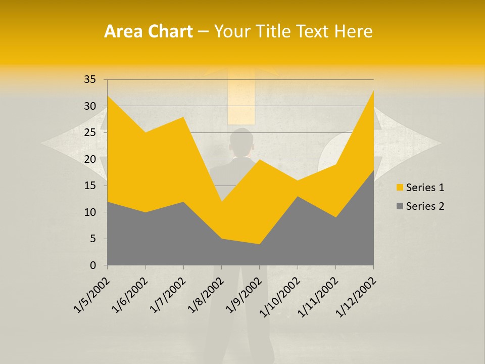 A Man Standing In Front Of A Wall With Arrows PowerPoint Template