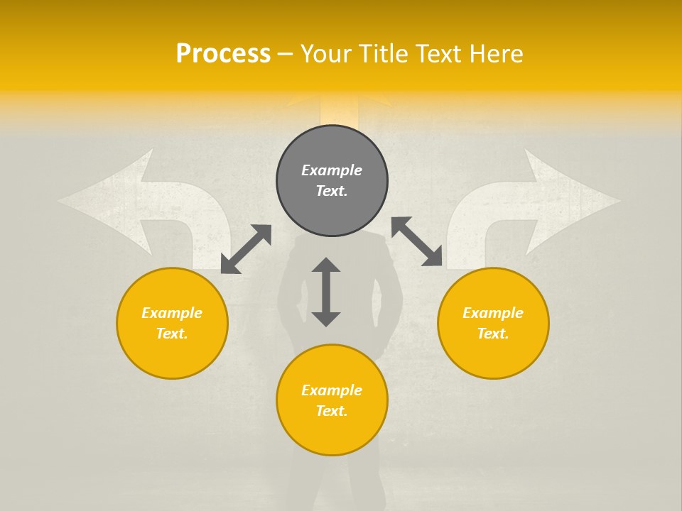 A Man Standing In Front Of A Wall With Arrows PowerPoint Template