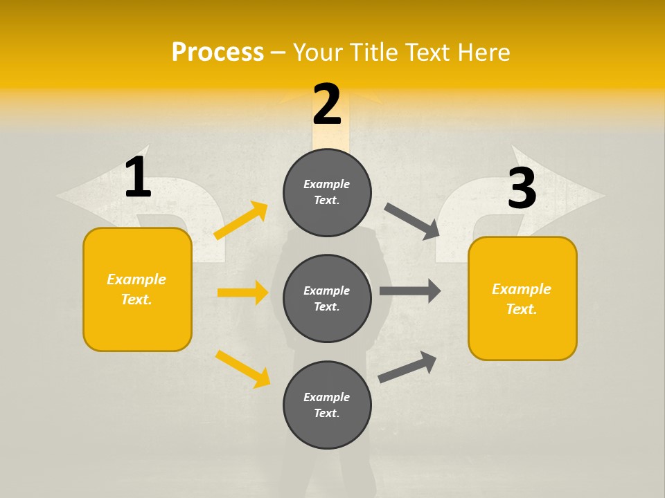 A Man Standing In Front Of A Wall With Arrows PowerPoint Template