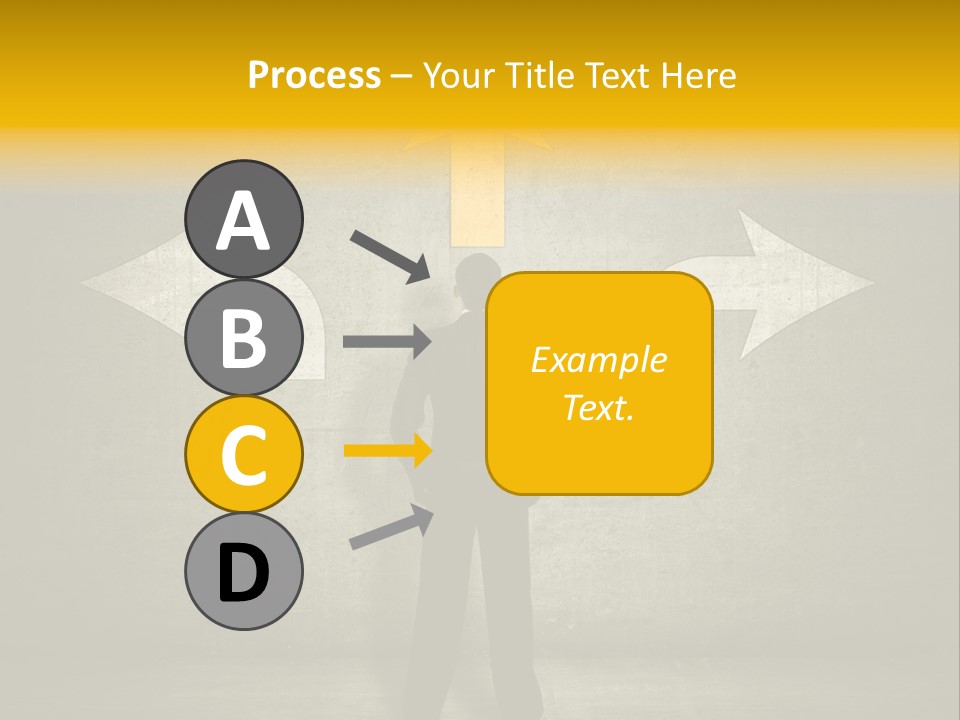 A Man Standing In Front Of A Wall With Arrows PowerPoint Template