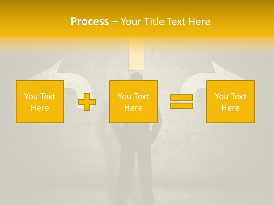 A Man Standing In Front Of A Wall With Arrows PowerPoint Template