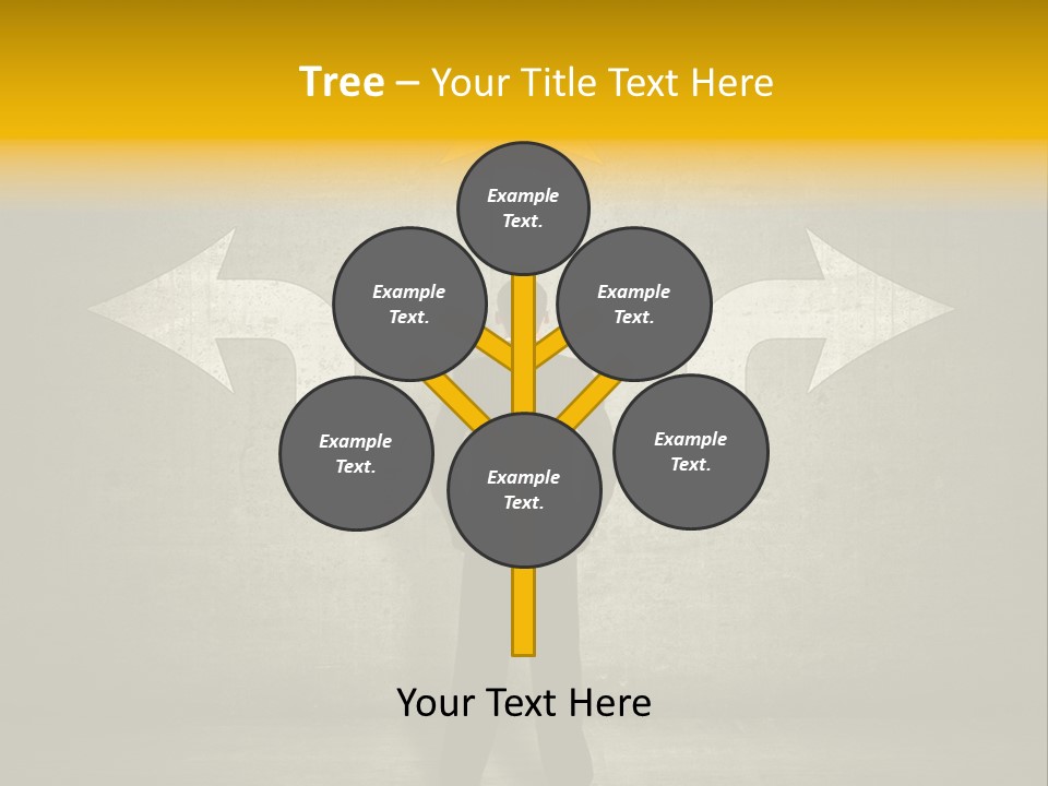 A Man Standing In Front Of A Wall With Arrows PowerPoint Template