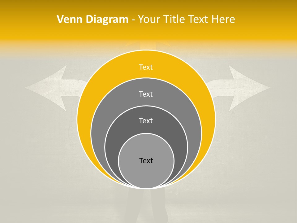 A Man Standing In Front Of A Wall With Arrows PowerPoint Template