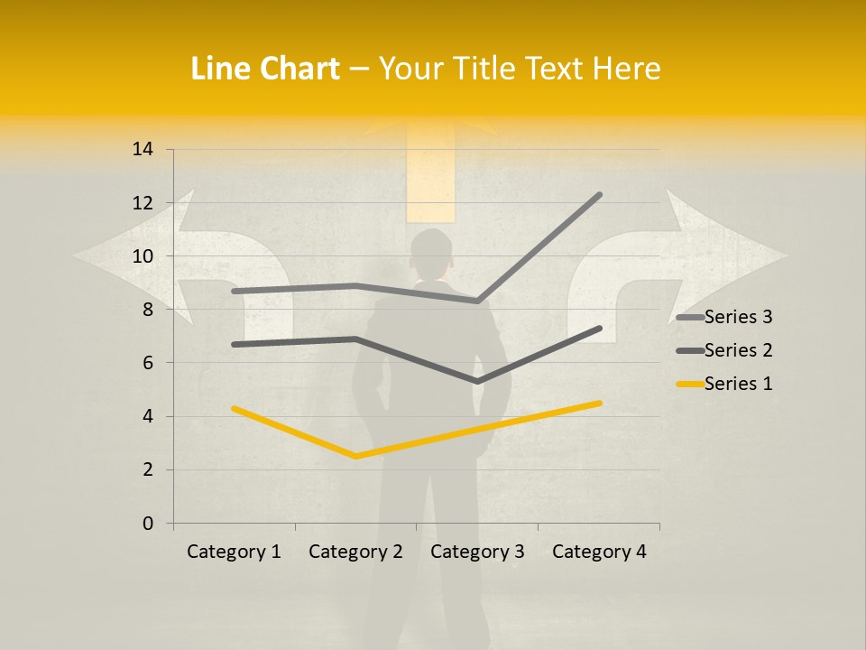 A Man Standing In Front Of A Wall With Arrows PowerPoint Template