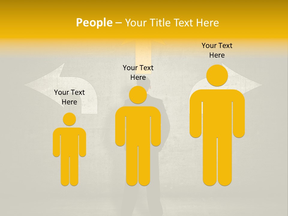 A Man Standing In Front Of A Wall With Arrows PowerPoint Template